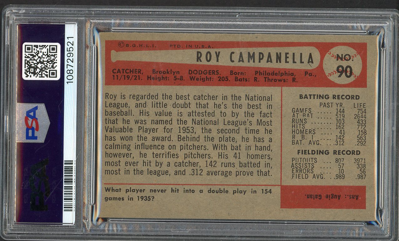 1954 Bowman Baseball #090 Roy Campanella Dodgers PSA 6 EX-MT 562495