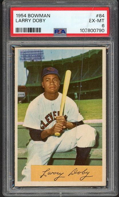 1954 Bowman Baseball #084 Larry Doby Indians PSA 6 EX-MT crack 562496