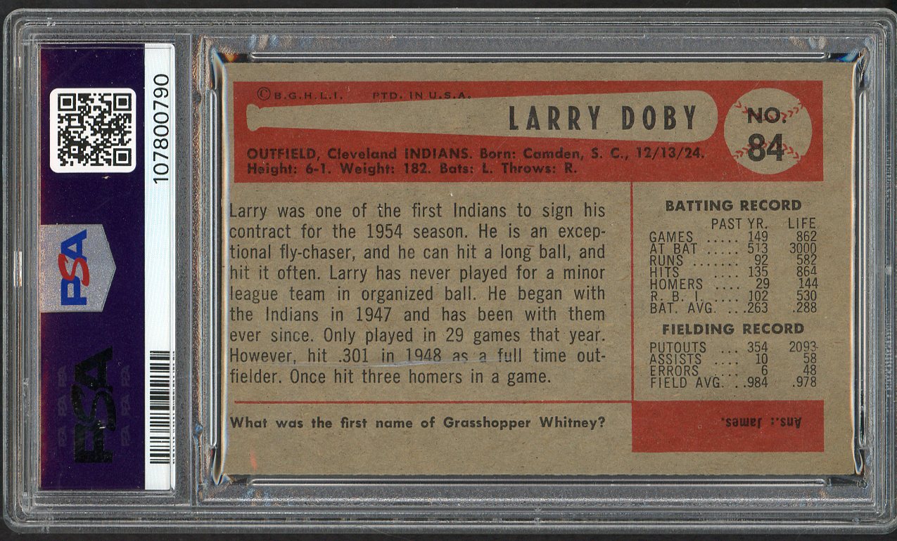 1954 Bowman Baseball #084 Larry Doby Indians PSA 6 EX-MT crack 562496