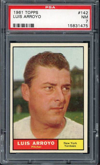1961 Topps Baseball #142 Luis Arroyo Yankees PSA 7 NM 562497
