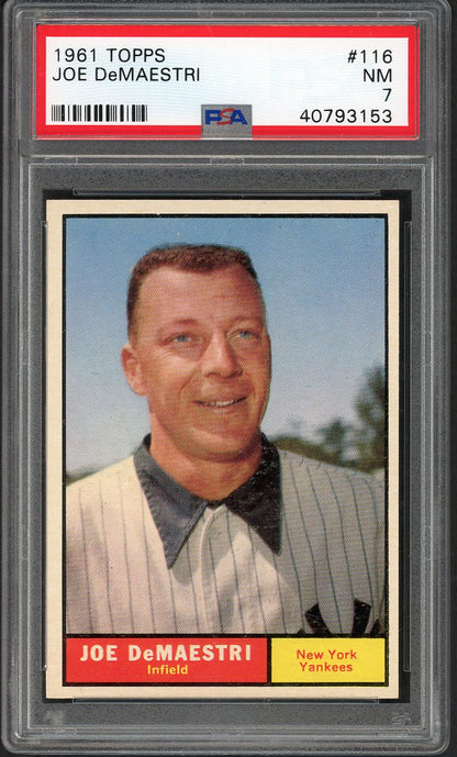 1961 Topps Baseball #116 Joe Demaestri Yankees PSA 7 NM 562499