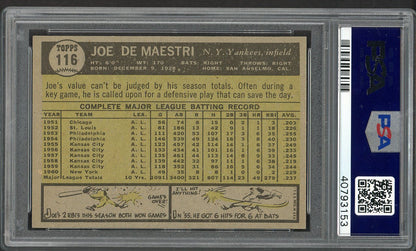 1961 Topps Baseball #116 Joe Demaestri Yankees PSA 7 NM 562499