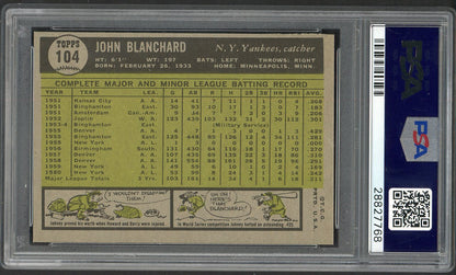1961 Topps Baseball #104 John Blanchard Yankees PSA 8 NM/MT 562500