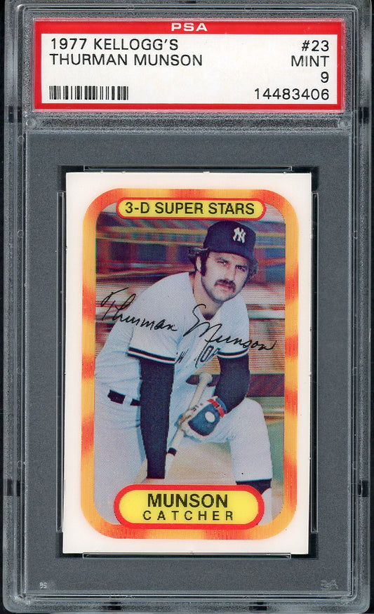 1977 Kelloggs Baseball #023 Thurman Munson Yankees PSA 9 MINT 562505