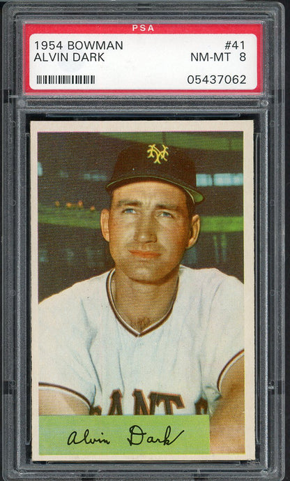 1954 Bowman Baseball #041 Alvin Dark Giants PSA 8 NM/MT 562508