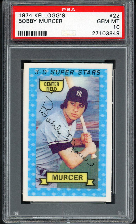 1974 Kelloggs Baseball #022 Bobby Murcer Yankees PSA 10 GEM MINT 562514