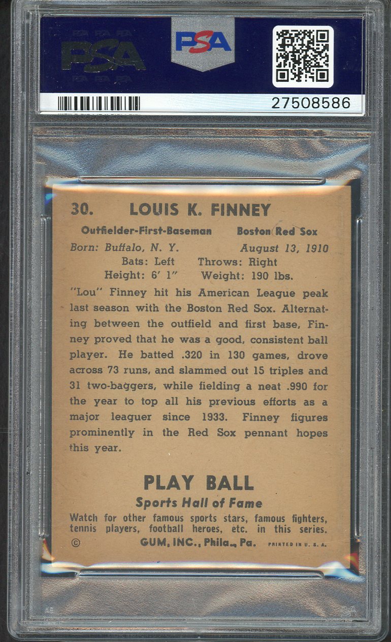 1941 Play Ball #030 Lou Finney Red Sox PSA 7 NM 562517