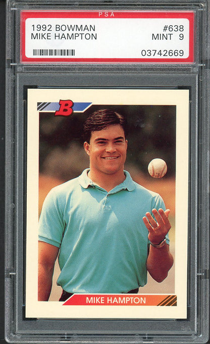 1992 Bowman #638 Mike Hampton Mariners PSA 9 MINT 562522