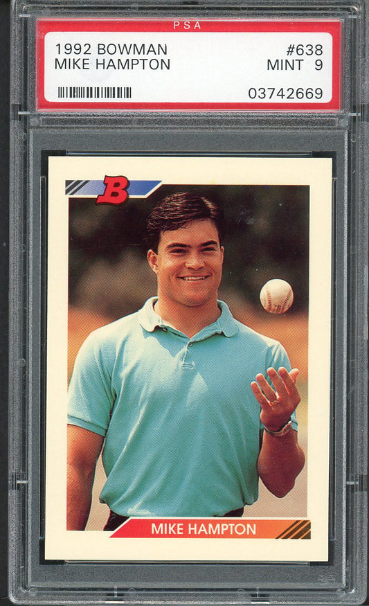 1992 Bowman #638 Mike Hampton Mariners PSA 9 MINT 562522