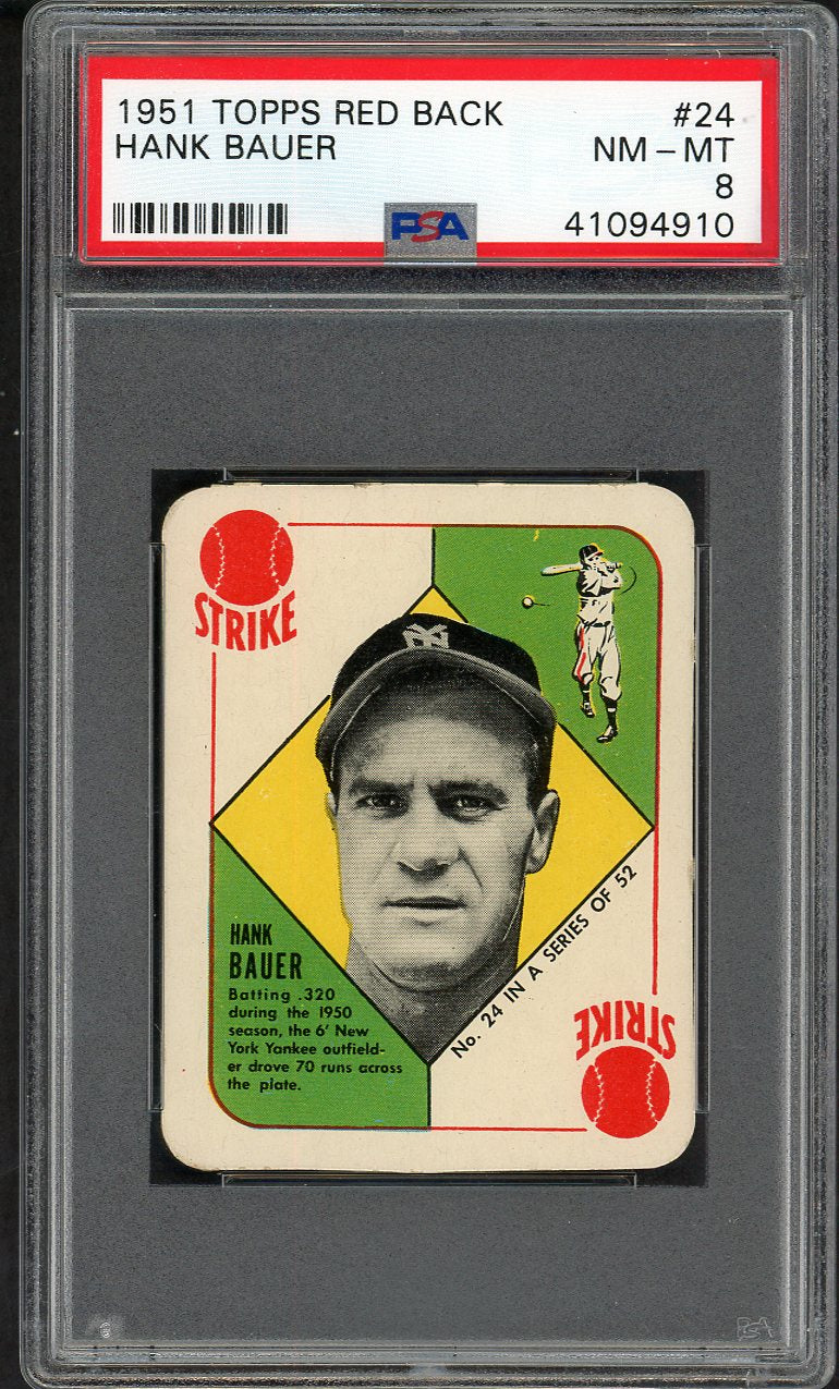 1951 Topps Red Backs #024 Hank Bauer Yankees PSA 8 NM/MT 562524