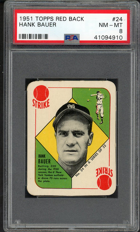 1951 Topps Red Backs #024 Hank Bauer Yankees PSA 8 NM/MT 562524