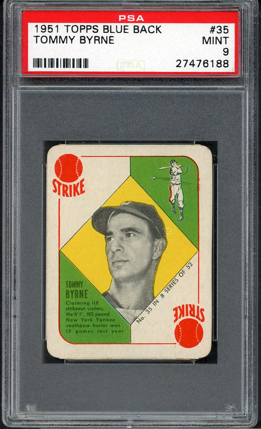 1951 Topps Blue Backs #035 Tommy Byrne Yankees PSA 9 MINT 562525