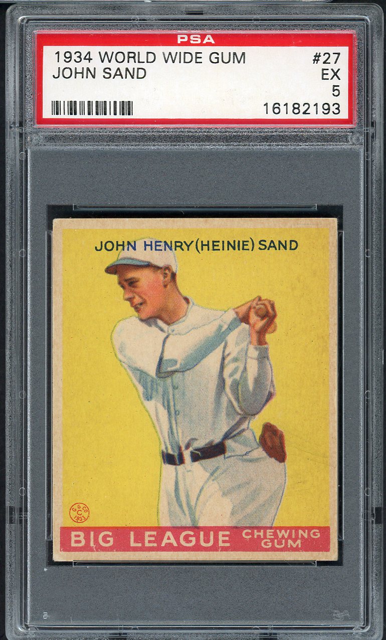 1934 World Wide Gum #027 Heinie Sand Orioles PSA 5 EX 562527