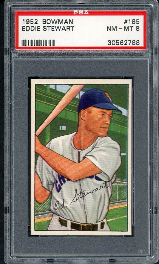 1952 Bowman Baseball #185 Eddie Stewart White Sox PSA 8 NM/MT 562528