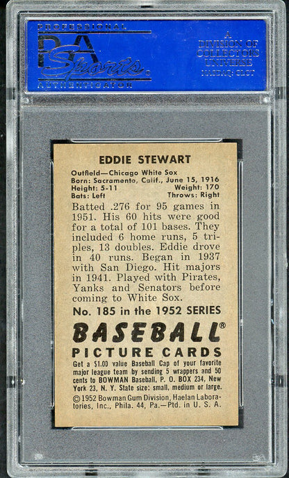 1952 Bowman Baseball #185 Eddie Stewart White Sox PSA 8 NM/MT 562528