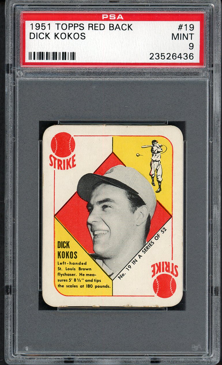 1951 Topps Red Backs #019 Dick Kokos Browns PSA 9 MINT 562530
