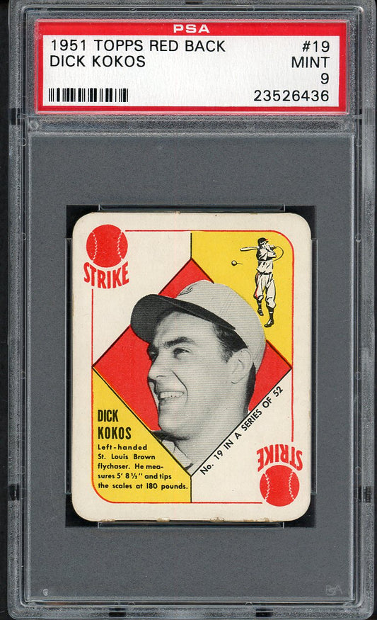1951 Topps Red Backs #019 Dick Kokos Browns PSA 9 MINT 562530