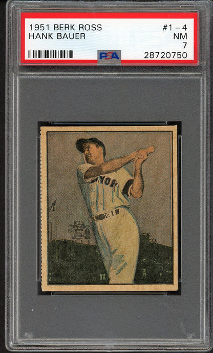 1951 Berk Ross #001-4 Hank Bauer Yankees PSA 7 NM 562531