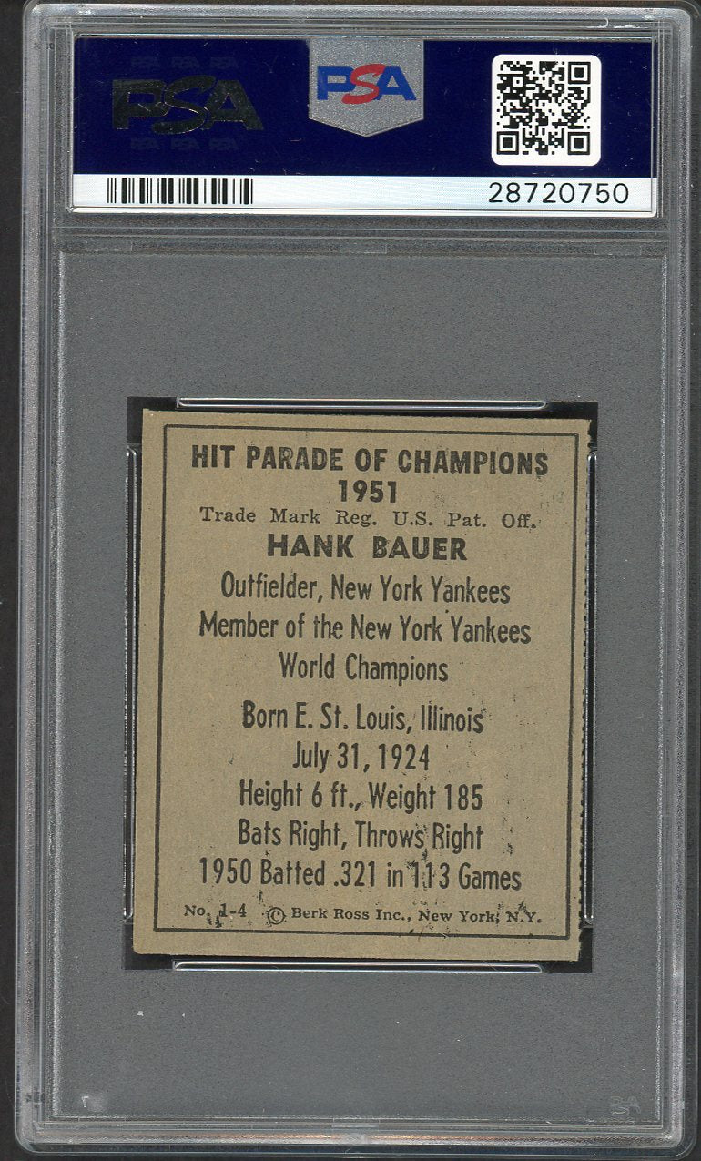 1951 Berk Ross #001-4 Hank Bauer Yankees PSA 7 NM 562531