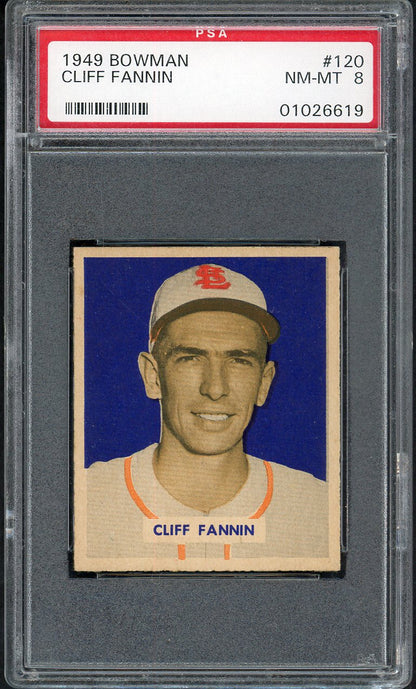 1949 Bowman Baseball #120 Cliff Fannin Browns PSA 8 NM/MT 562532