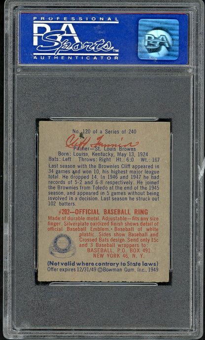 1949 Bowman Baseball #120 Cliff Fannin Browns PSA 8 NM/MT 562532