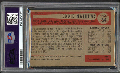 1954 Bowman Baseball #064 Eddie Mathews Braves PSA 6 EX-MT 562533