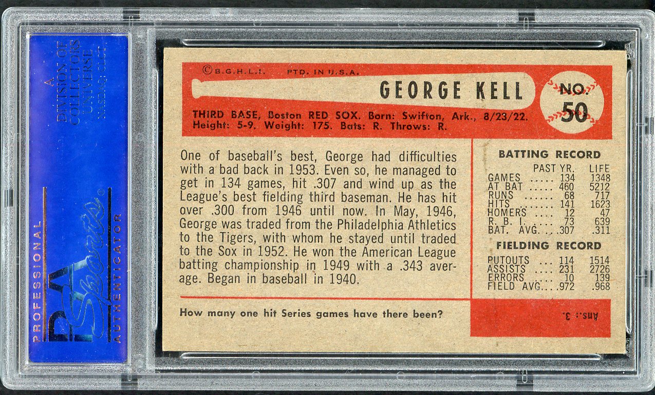 1954 Bowman Baseball #050 George Kell Red Sox PSA 7 NM 562536