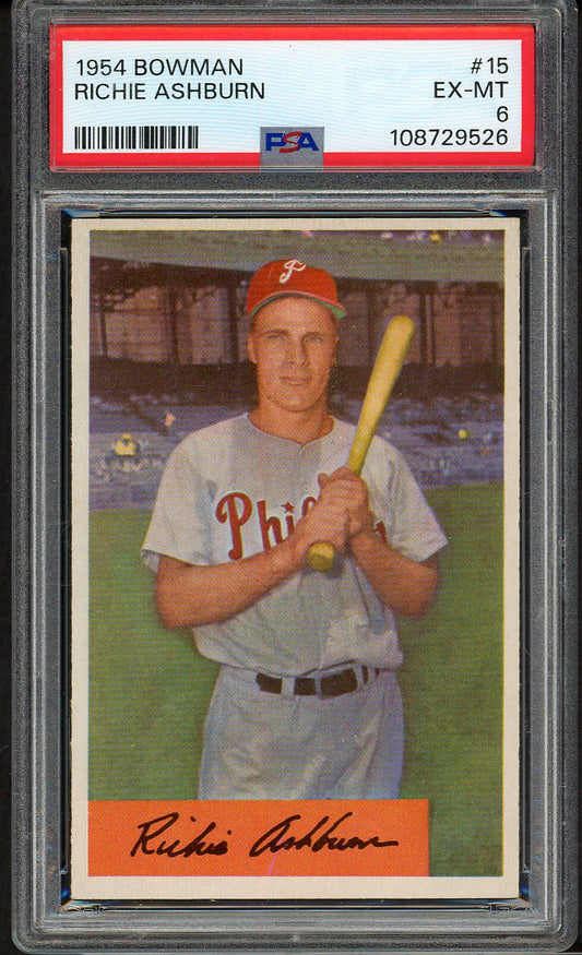 1954 Bowman Baseball #015 Richie Ashburn Phillies PSA 6 EX-MT 562538