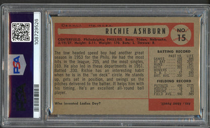 1954 Bowman Baseball #015 Richie Ashburn Phillies PSA 6 EX-MT 562538