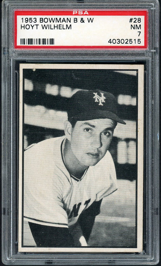 1953 Bowman Black & White Baseball #028 Hoyt Wilhelm Giants PSA 7 NM 562539