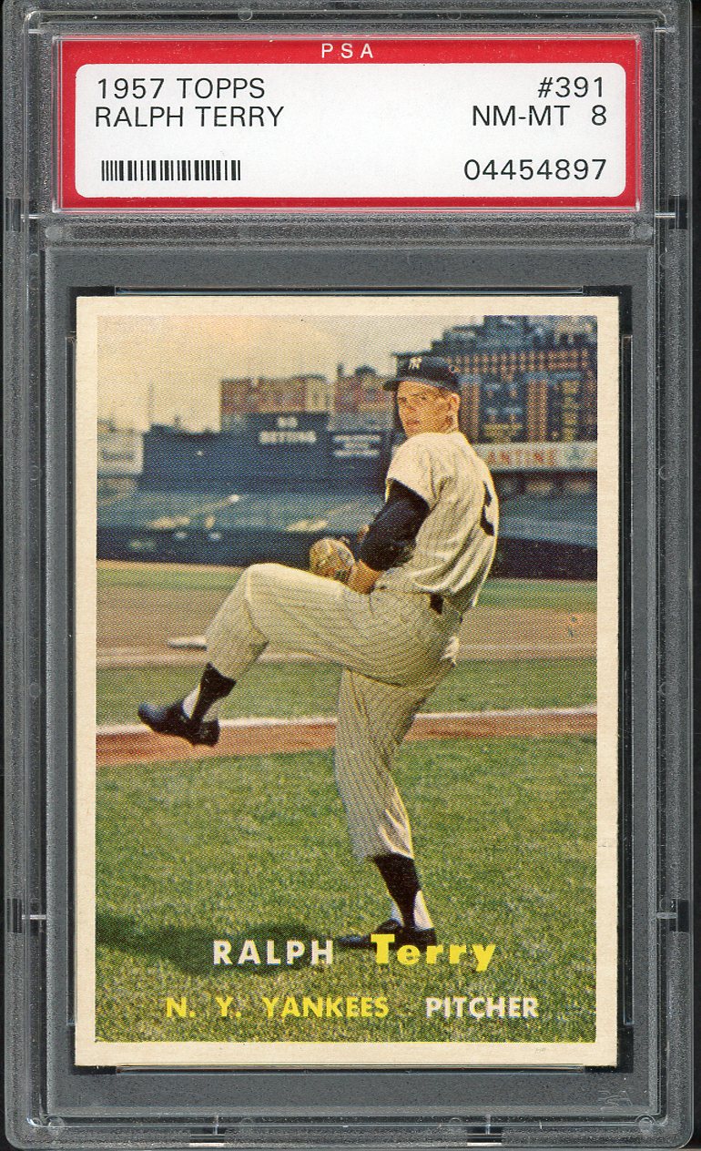 1957 Topps Baseball #391 Ralph Terry Yankees PSA 8 NM/MT 562545
