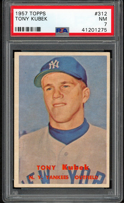 1957 Topps Baseball #312 Tony Kubek Yankees PSA 7 NM 562546