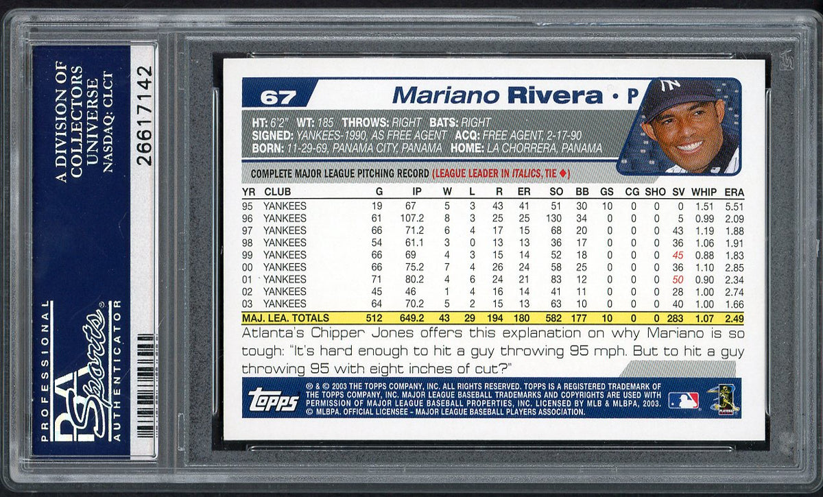2004 Topps #067 Mariano Rivera Yankees PSA 10 GEM MINT 562551