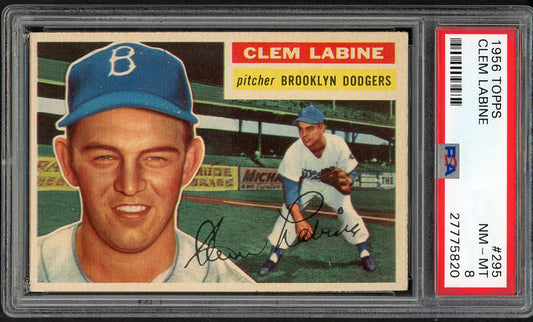 1956 Topps Baseball #295 Clem Labine Dodgers PSA 8 NM/MT 562552