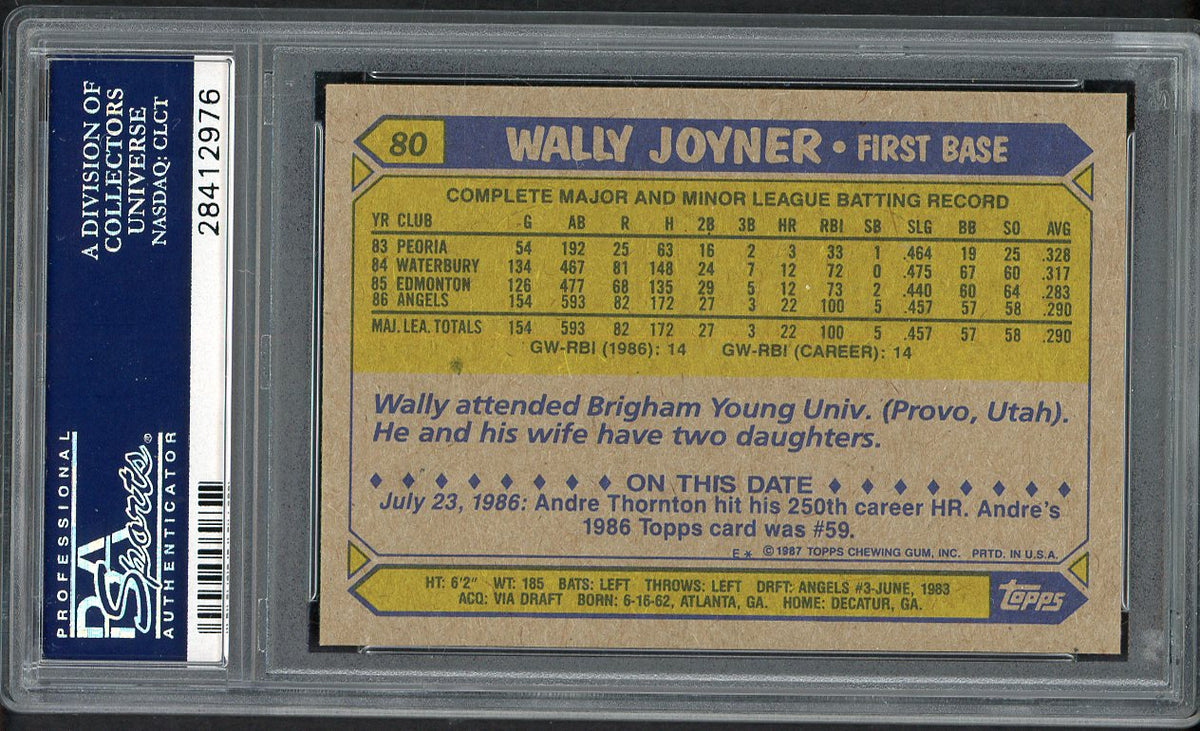 1987 Topps #080 Wally Joyner Angels PSA 10 GEM MINT 562554