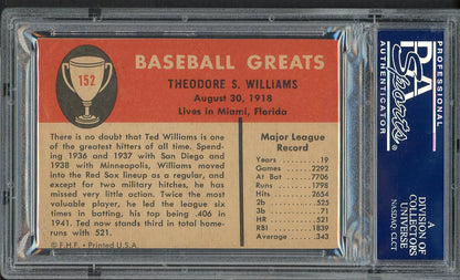 1961 Fleer Baseball #152 Ted Williams Red Sox PSA Auth 562562