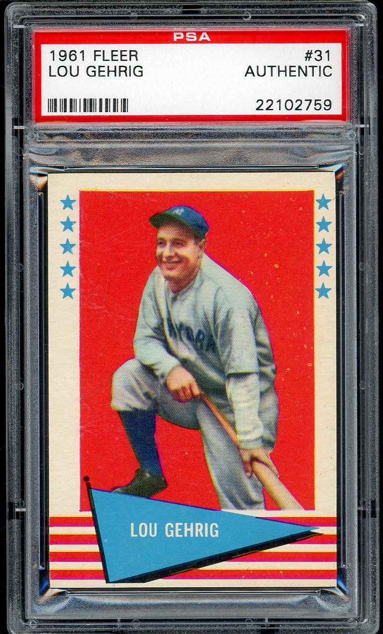 1961 Fleer Baseball #031 Lou Gehrig Yankees PSA Auth 562564