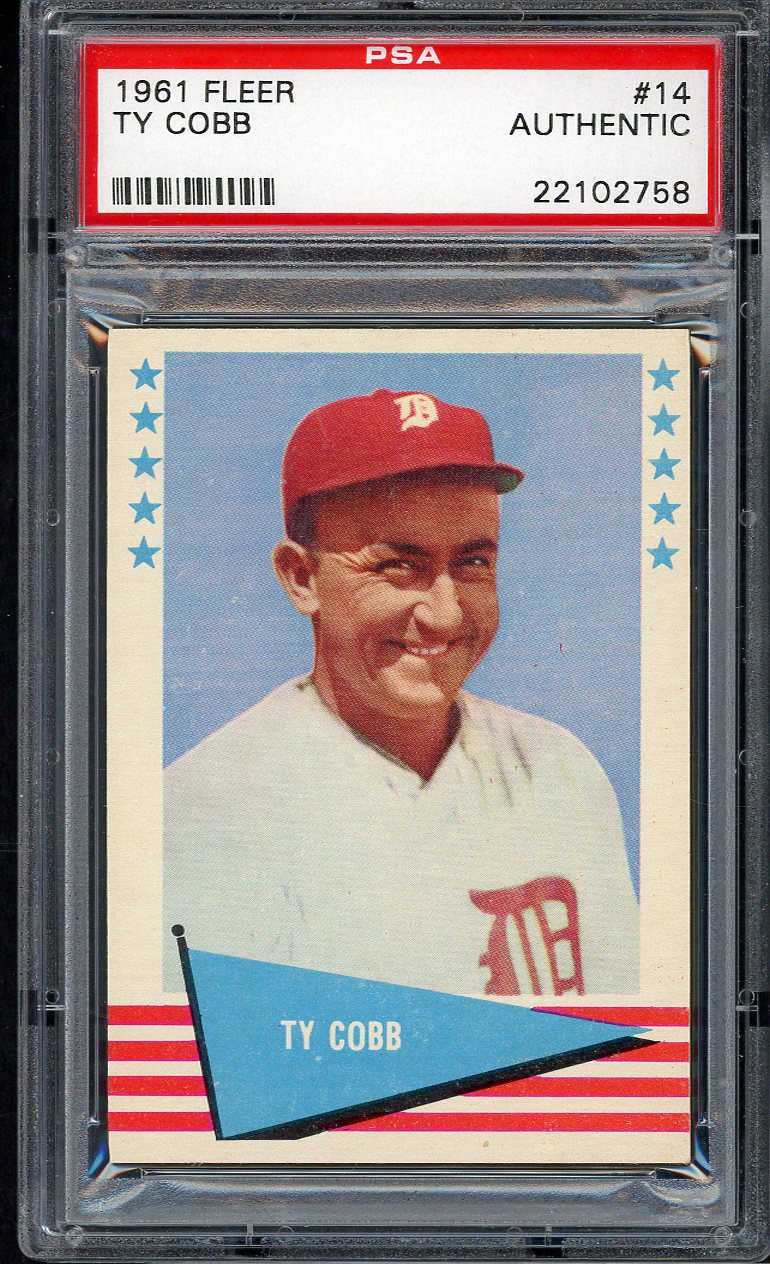 1961 Fleer Baseball #014 Ty Cobb Tigers PSA Auth 562565