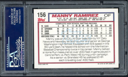 1992 Topps #156 Manny Ramirez Indians PSA 9 MINT 562568