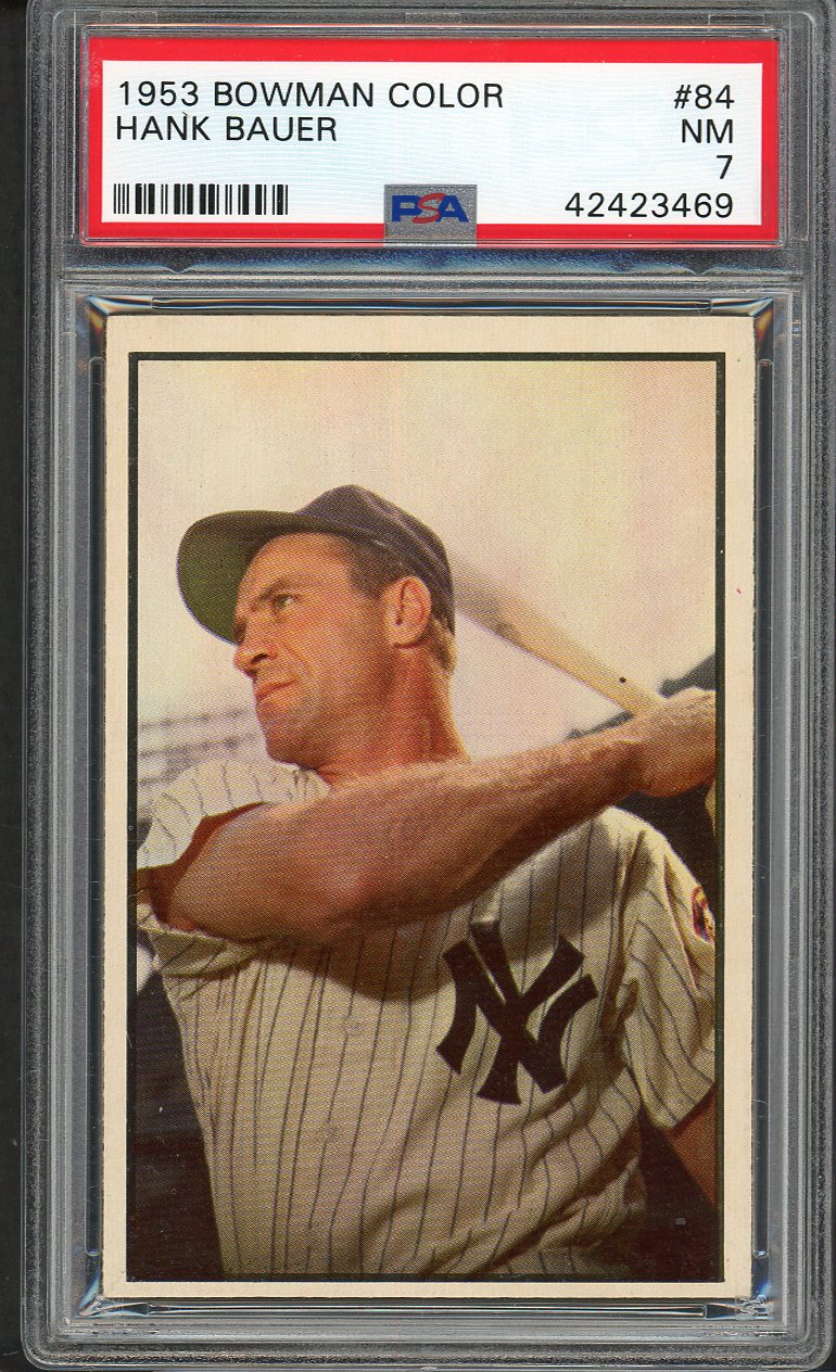 1953 Bowman Color Baseball #084 Hank Bauer Yankees PSA 7 NM 562570