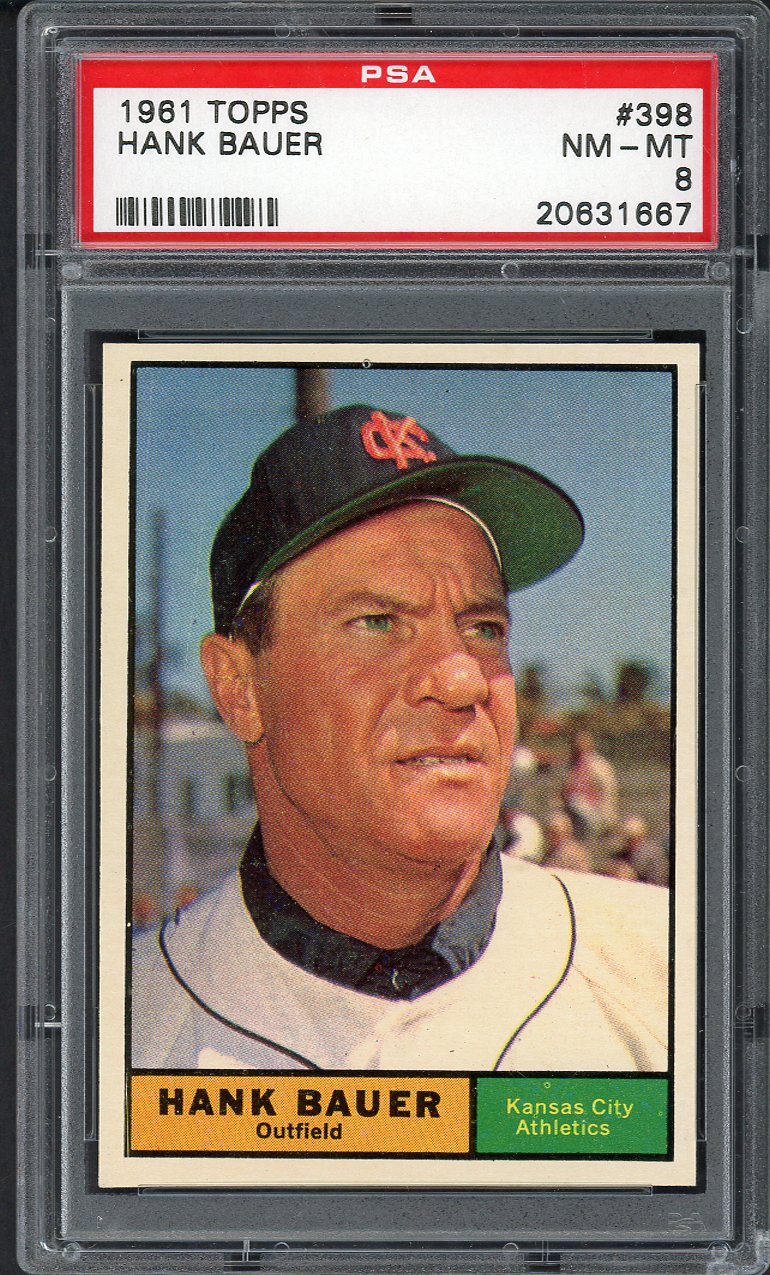 1961 Topps Baseball #398 Hank Bauer A's PSA 8 NM/MT 562571