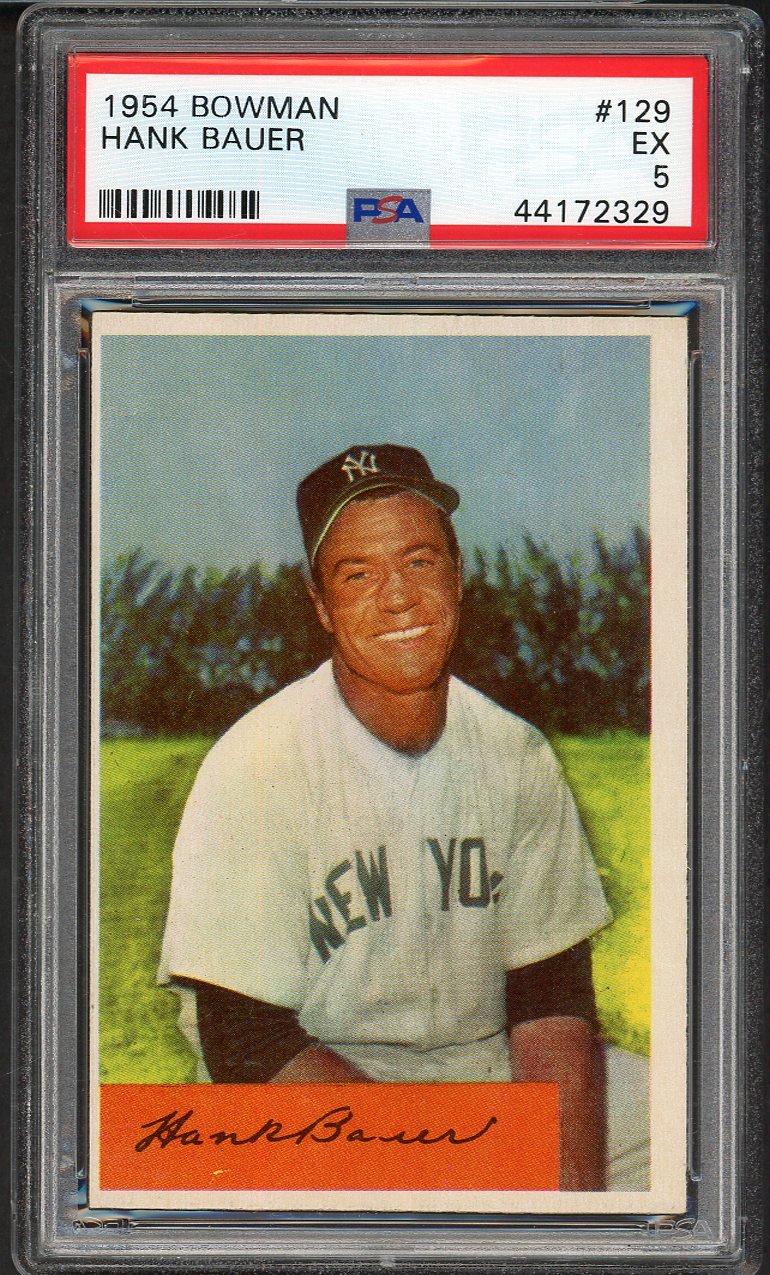 1954 Bowman Baseball #129 Hank Bauer Yankees PSA 5 EX 562572