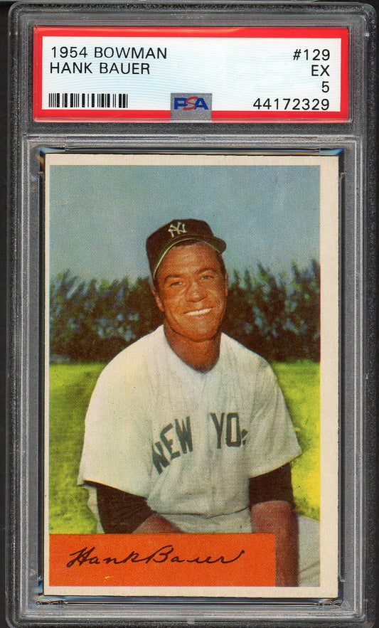 1954 Bowman Baseball #129 Hank Bauer Yankees PSA 5 EX 562572