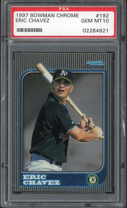 1997 Bowman Chrome #192 Eric Chavez A's PSA 10 GEM MINT crack 562573