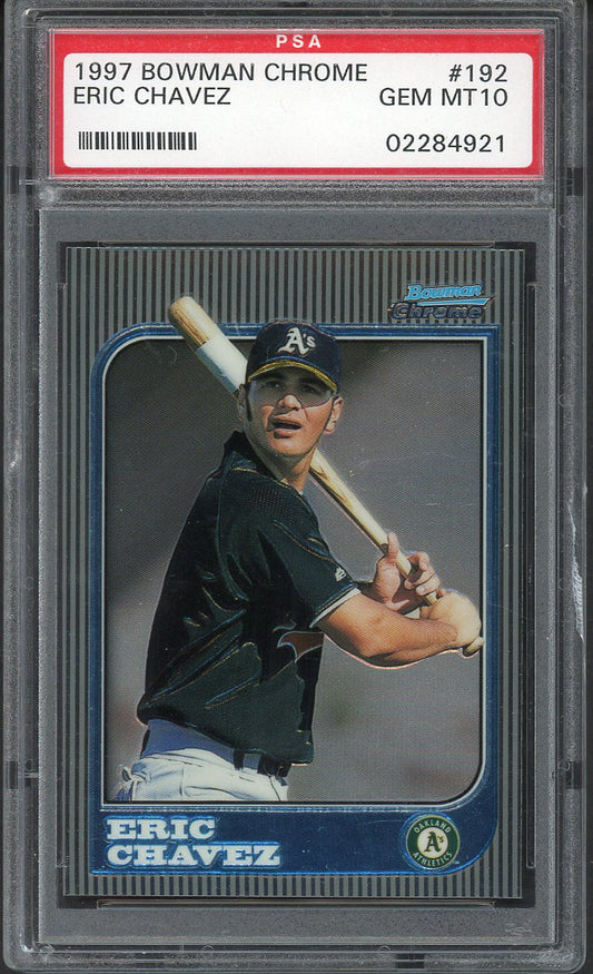 1997 Bowman Chrome #192 Eric Chavez A's PSA 10 GEM MINT crack 562573