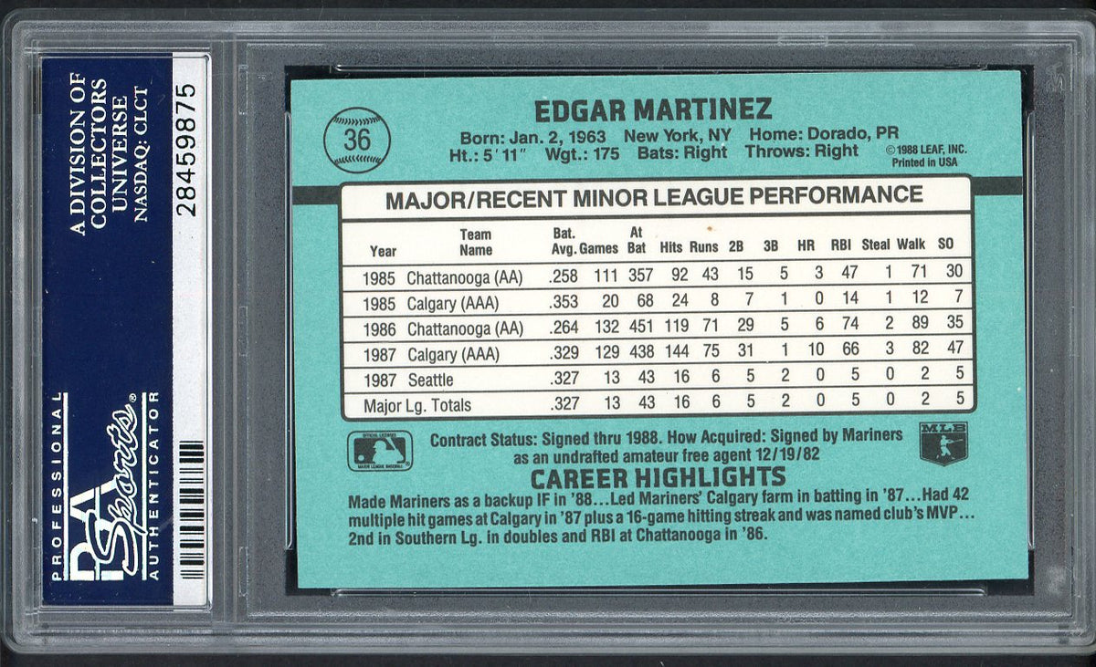 1988 Donruss Rookies #036 Edgar Martinez Mariners PSA 10 GEM MINT 562574