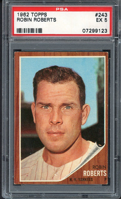 1962 Topps Baseball #243 Robin Roberts Yankees PSA 5 EX 562577