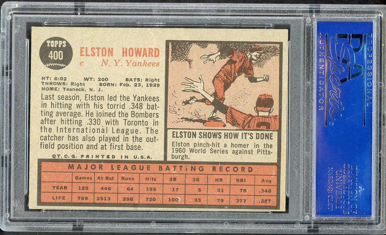 1962 Topps Baseball #400 Elston Howard Yankees PSA 6 EX-MT 562581