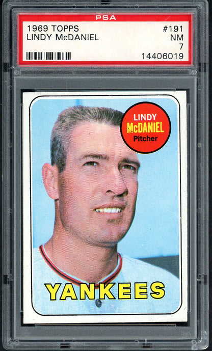 1969 Topps Baseball #191 Lindy McDaniel Yankees PSA 7 NM 562584