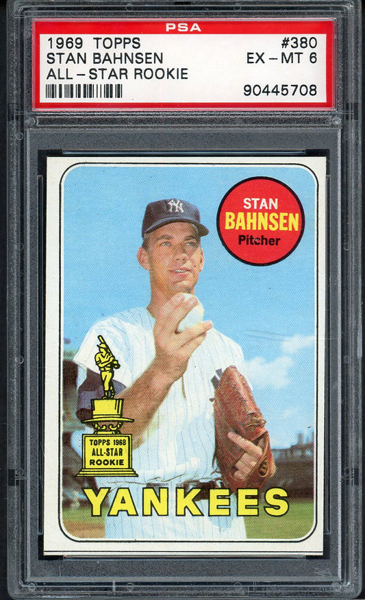 1969 Topps Baseball #380 Stan Bahnsen Yankees PSA 6 EX-MT 562586